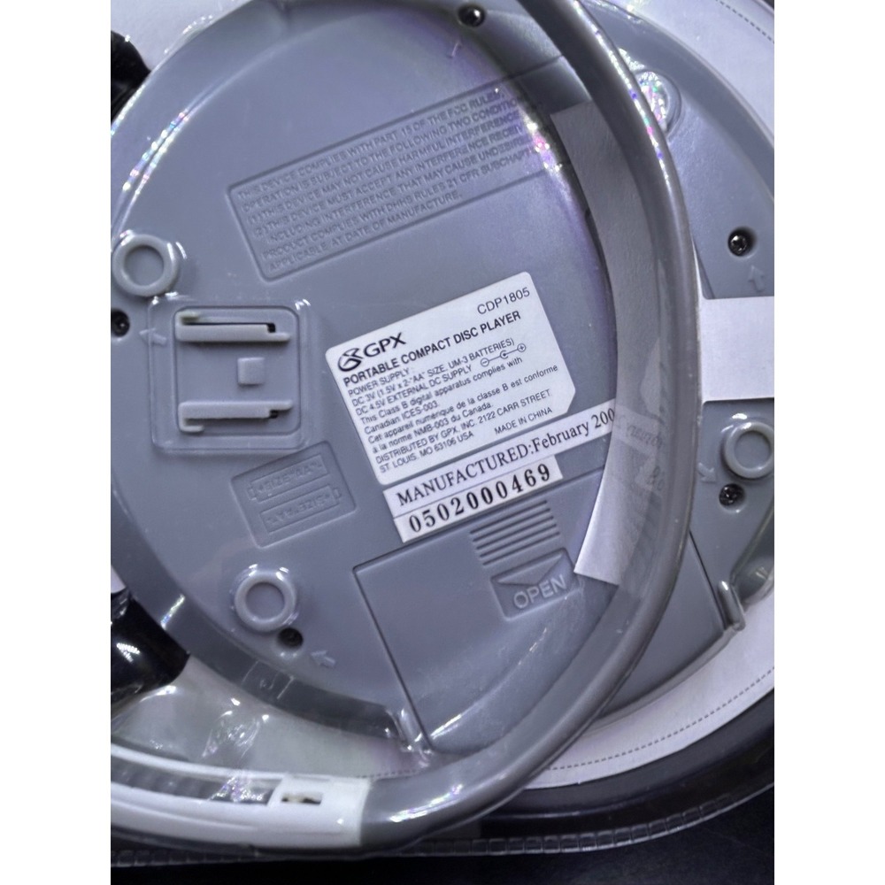 GPX CDP1805 Portable CD Player White Gray NEW FACTORY SEALED! CD/CDR/CDRW Player - Picture 4 of 8